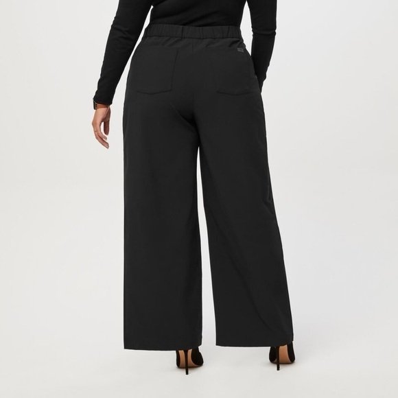 Figspro High Waisted Wide Leg Trousers Black Petite Large - Picture 2 of 12
